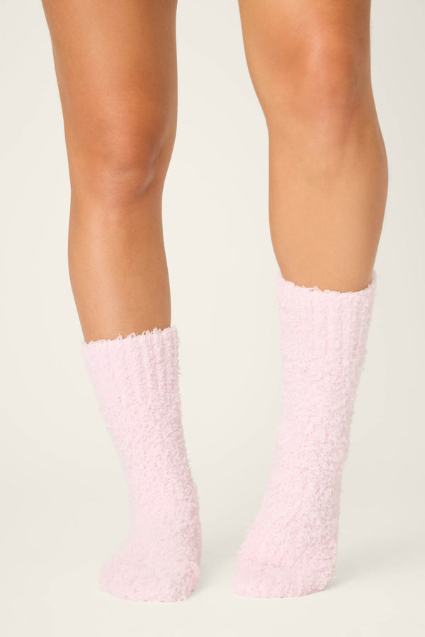 Pj Salvage Bundle Up Boucle Pink Crew Socks