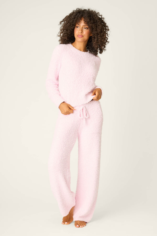 Pj Salvage Bundle Up Boucle Pink Open Leg Pants