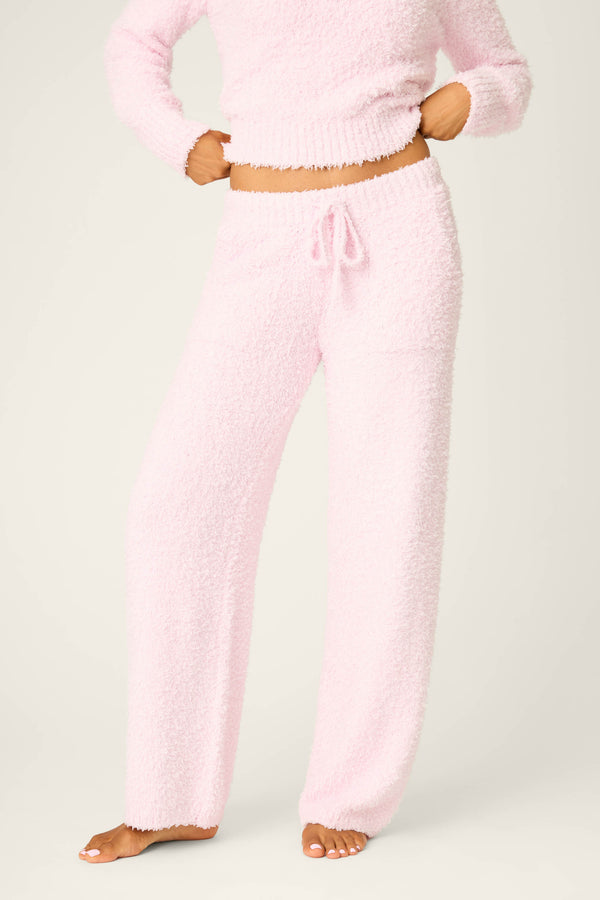 pj salvage Bundle Up Boucle Pink Open Leg Pants