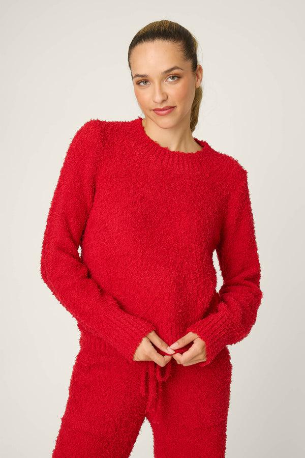 pj salvage Bundle Up Boucle Red Long Sleeve Top