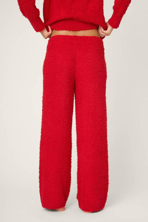 Pj Salvage Bundle Up Boucle Red Open Leg Pants