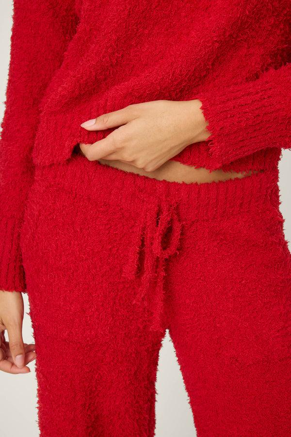 Pj Salvage Bundle Up Boucle Red Open Leg Pants