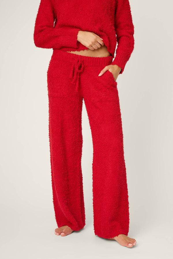 pj salvage Bundle Up Boucle Red Open Leg Pants