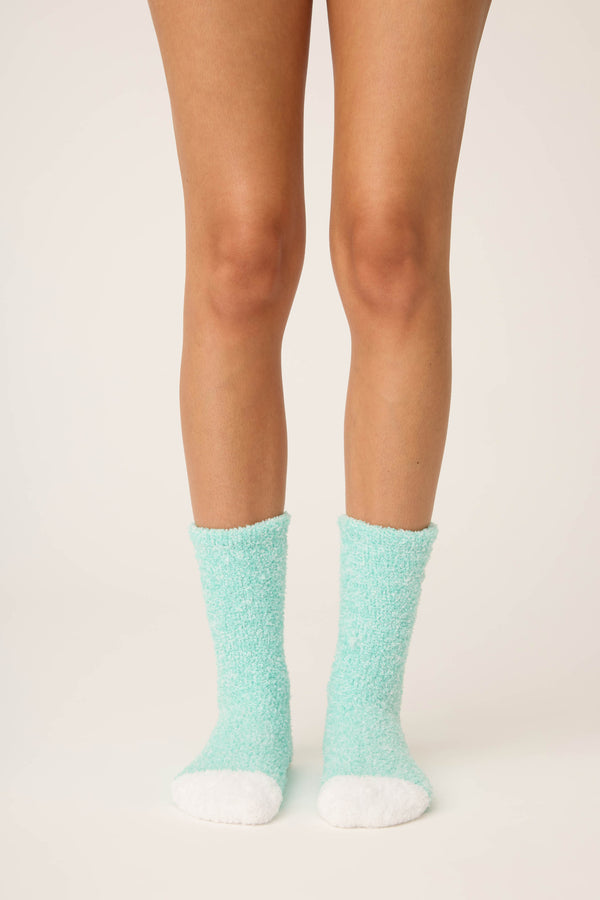 Pj Salvage Candy Cane Fuzzy Crew Socks