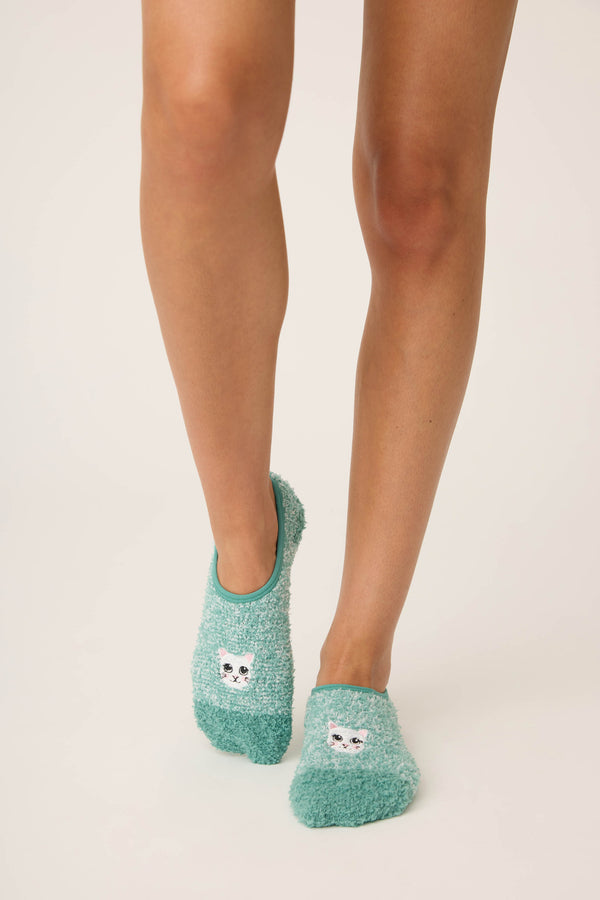Pj Salvage Cat Fuzzy Ankle Socks
