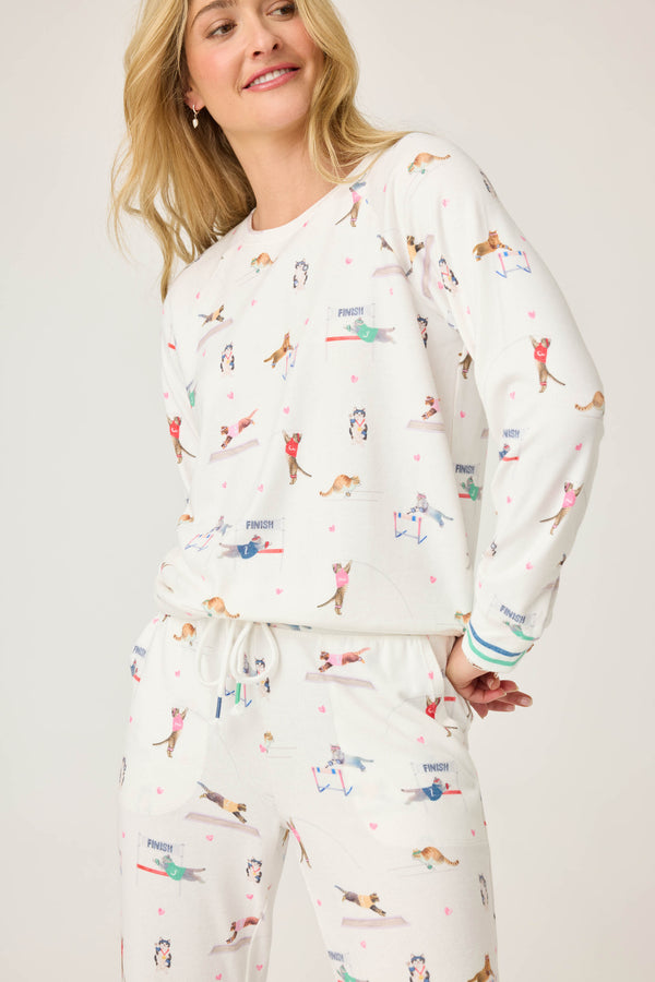 Pj Salvage Catletics Cat Print Long Sleeve Top