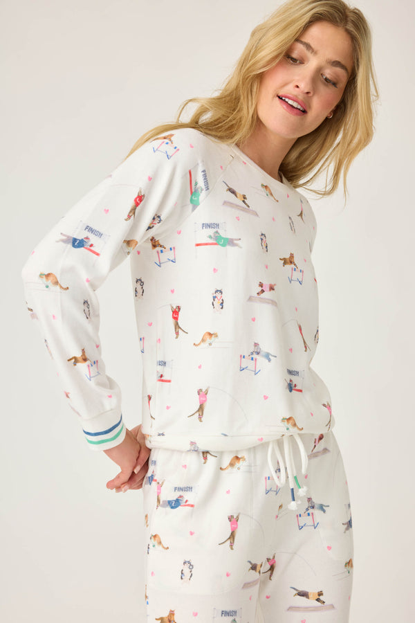 pj salvage Catletics Cat Print Long Sleeve Top