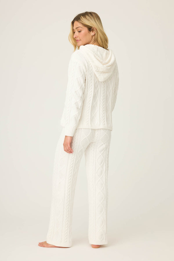 Pj Salvage Chenille Cable Knit Hoodie Lounge Set