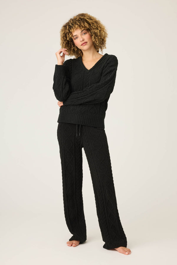 Pj Salvage Chenille Cable Knit Long Sleeve Top