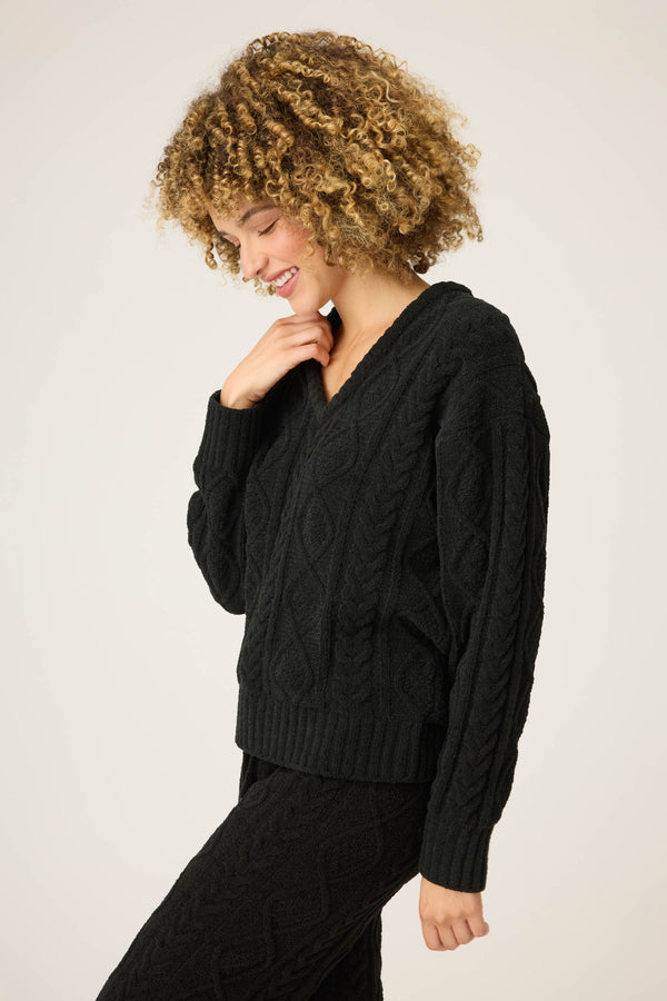 Pj Salvage Chenille Cable Knit Long Sleeve Top