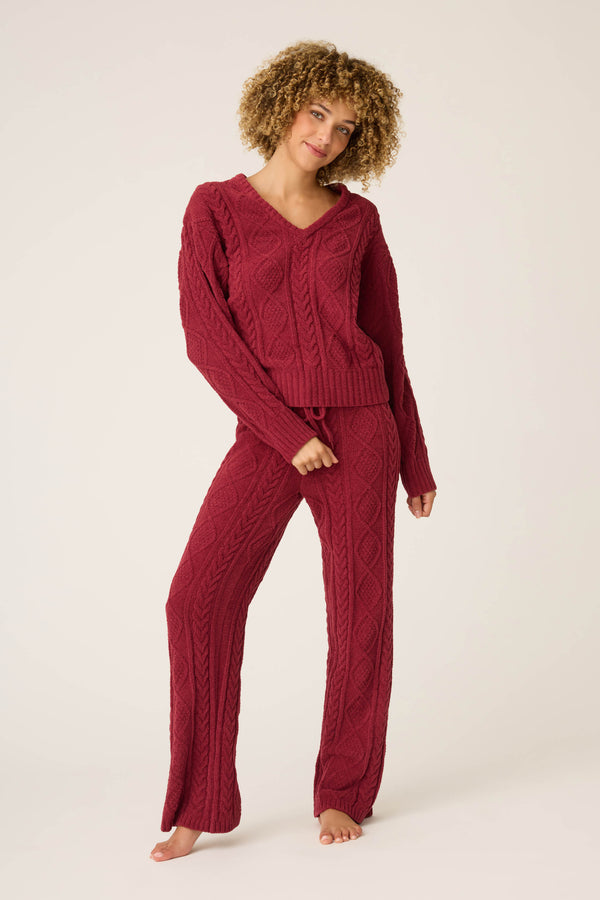 Pj Salvage Chenille Cable Knit Long Sleeve Top