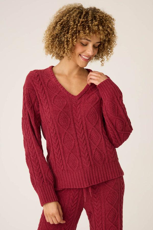 pj salvage Chenille Cable Knit Long Sleeve Top