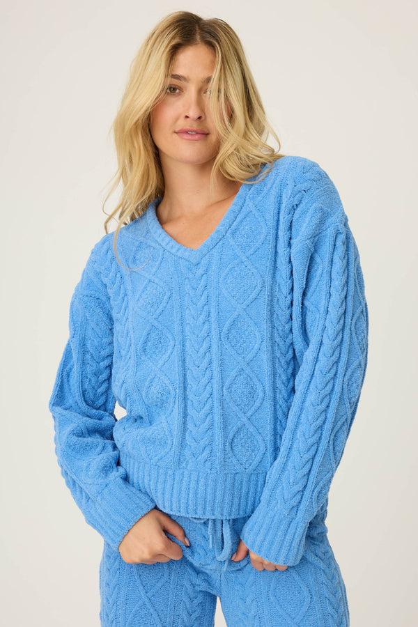 Pj Salvage Chenille Cable Knit Long Sleeve Top