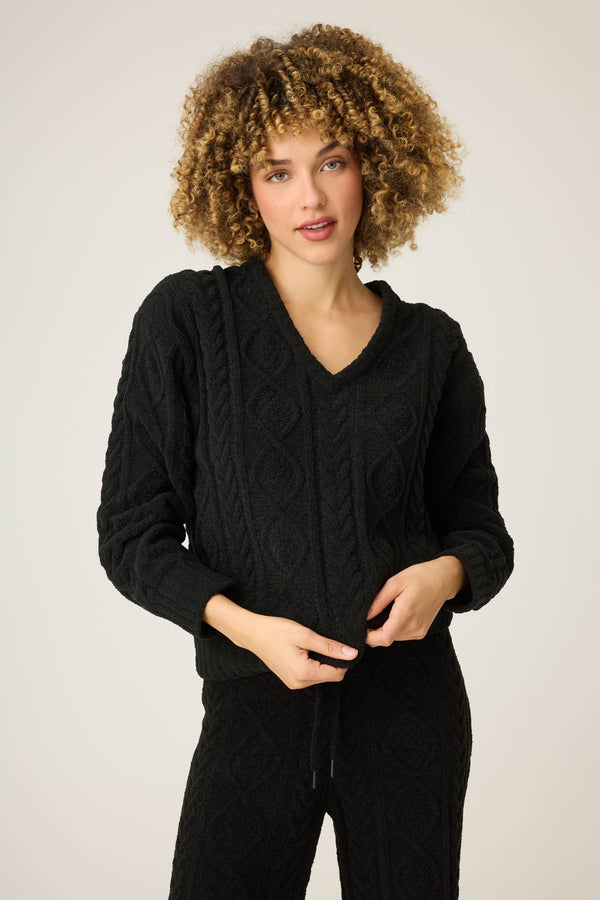 pj salvage Chenille Cable Knit Long Sleeve Top