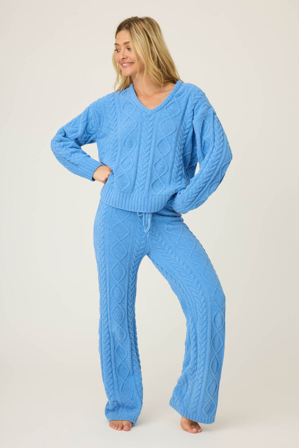 Pj Salvage Chenille Cable Knit Open Leg Pants