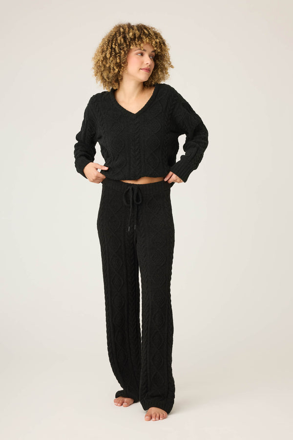 Pj Salvage Chenille Cable Knit Open Leg Pants
