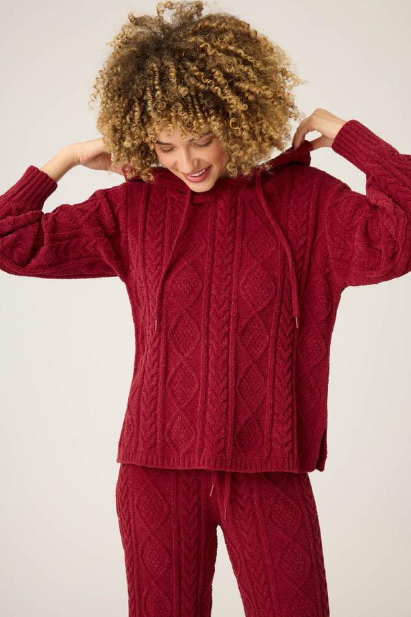 Pj Salvage Chenille Cable Knit Port Hoodie