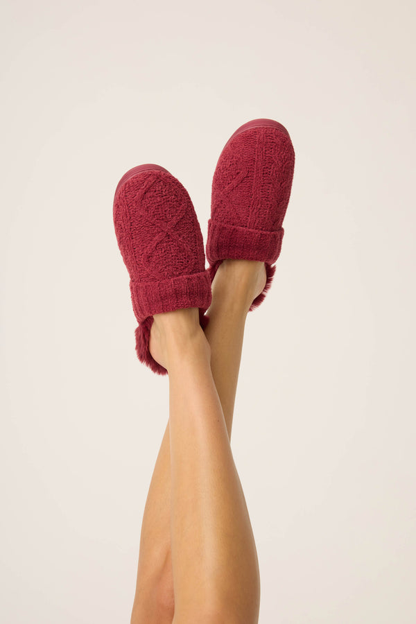 Pj Salvage Chenille Cable Knit Port Slippers