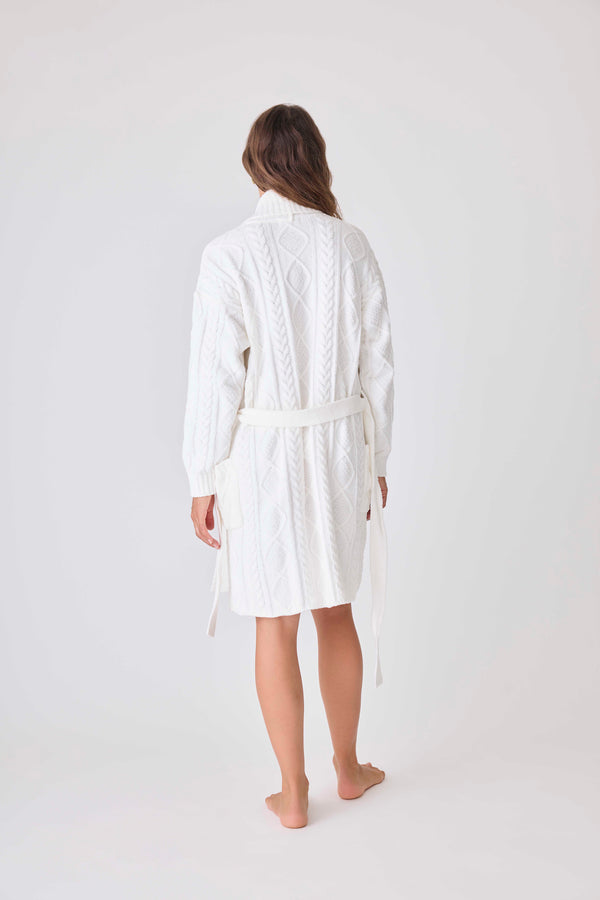 Pj Salvage Chenille Cable Knit Shawl Collar Robe