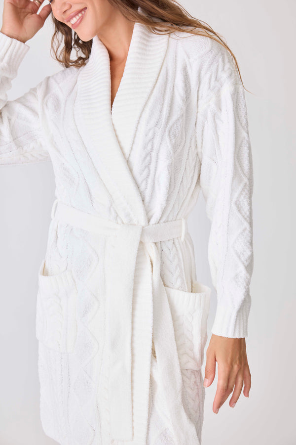 Pj Salvage Chenille Cable Knit Shawl Collar Robe