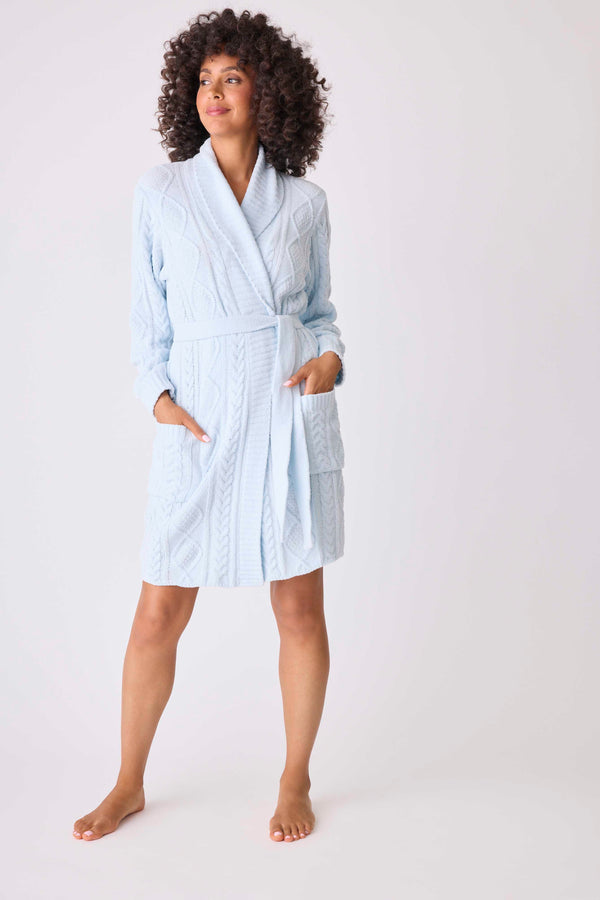 Pj Salvage Chenille Cozy Cable Shawl Collar Robe