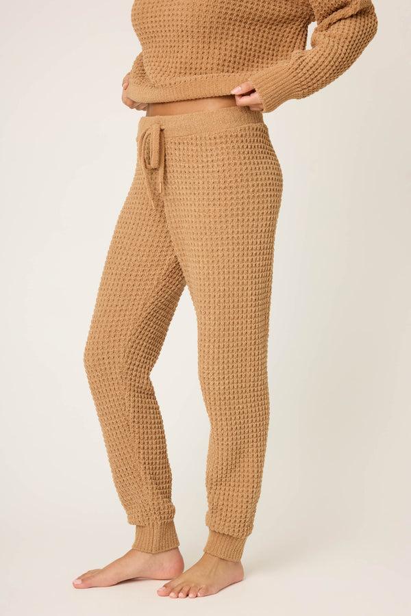 Pj Salvage Chenille Waffle Caramel Banded Pants
