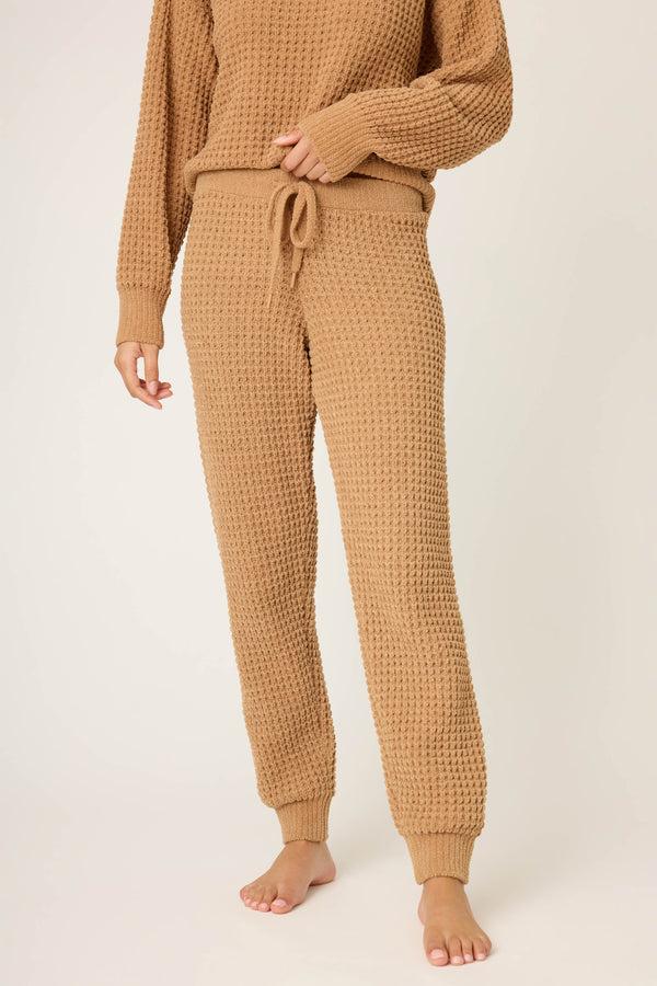 pj salvage Chenille Waffle Caramel Banded Pants