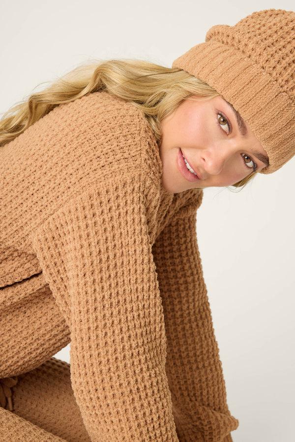Pj Salvage Chenille Waffle Caramel Beanie