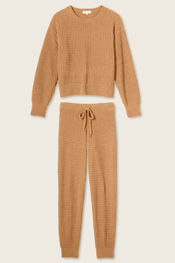 Pj Salvage Chenille Waffle Caramel Lounge Set