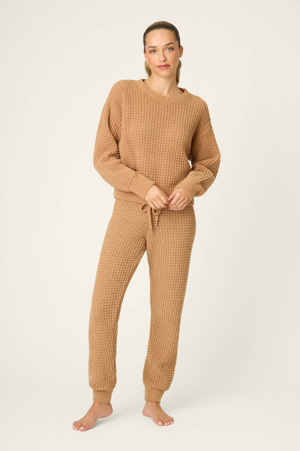 pj salvage Chenille Waffle Caramel Lounge Set