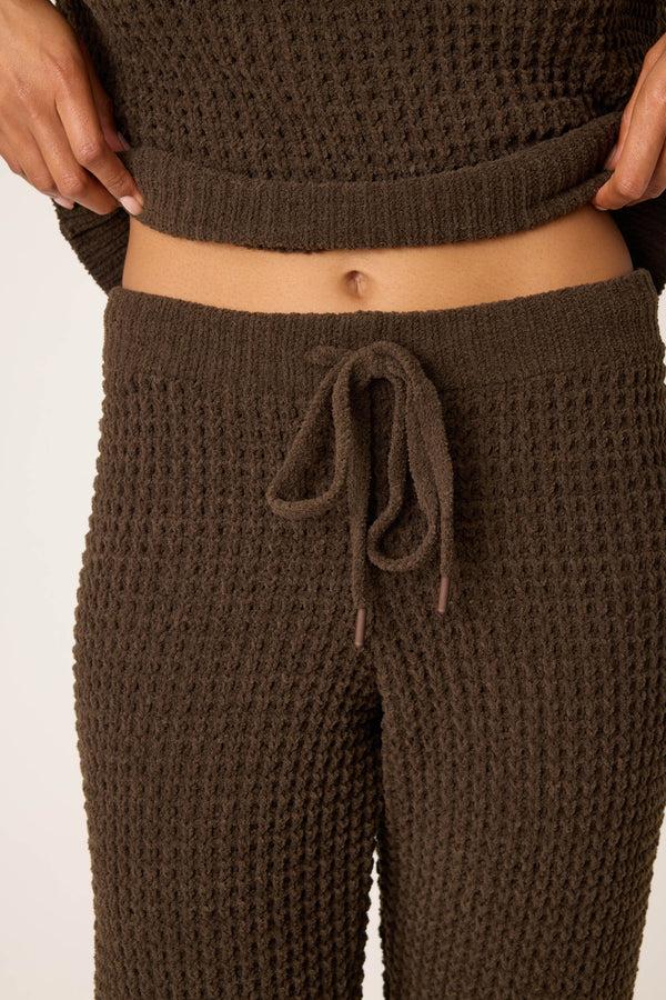 Pj Salvage Chenille Waffle Chocolate Banded Pants