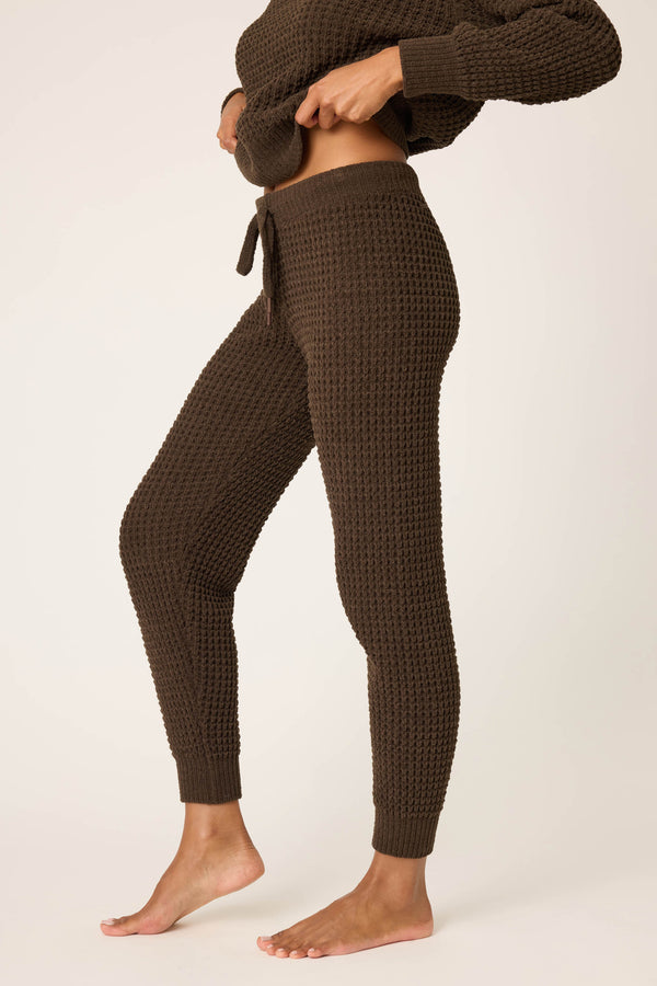 Pj Salvage Chenille Waffle Chocolate Banded Pants