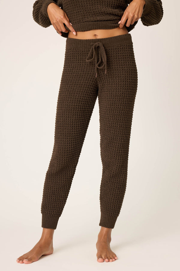 pj salvage Chenille Waffle Chocolate Banded Pants