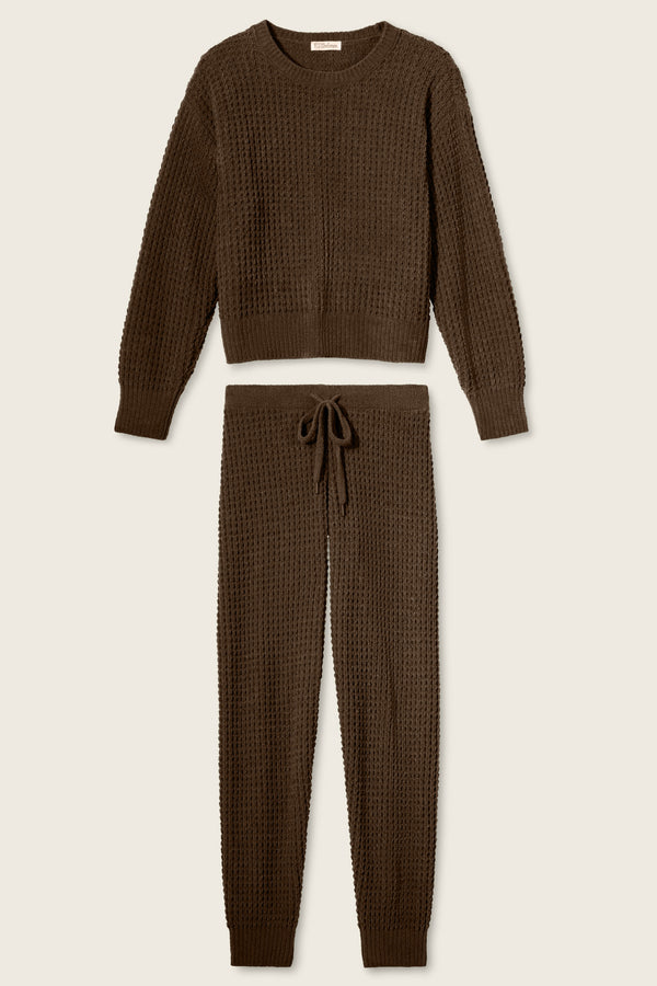 Pj Salvage Chenille Waffle Chocolate Lounge Set
