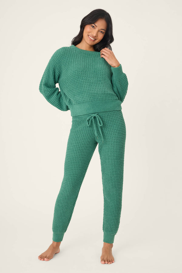 Pj Salvage Chenille Waffle Forest Banded Pants