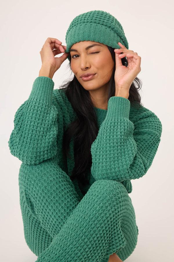 Pj Salvage Chenille Waffle Forest Beanie