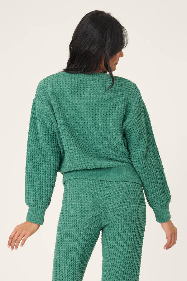 Pj Salvage Chenille Waffle Long Sleeve Forest Top