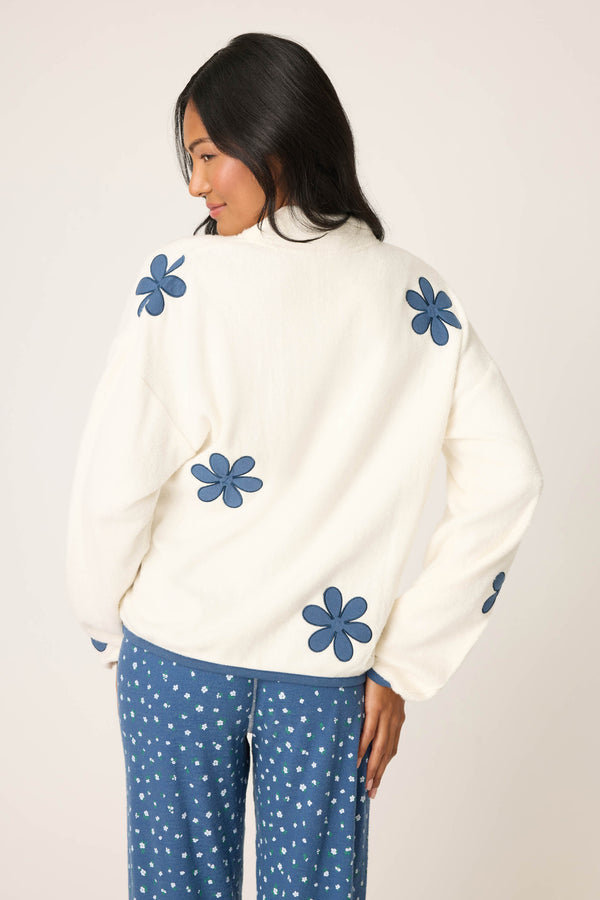 Pj Salvage Cozy Life Floral Quarter-Zip Sweater