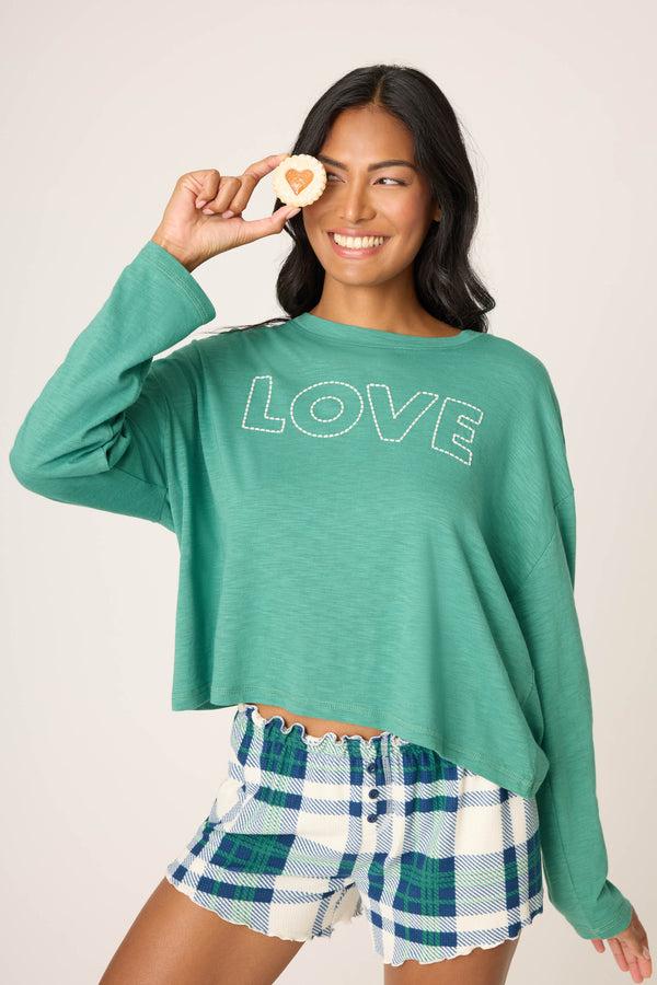 pj salvage Cozy Life "Love" Long Sleeve Top
