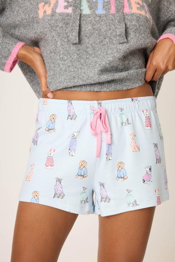 Pj Salvage Doggone Cold Dog Print Pointelle Shorts