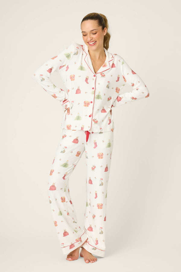 pj salvage Feline Festive Cat Print PJ Set