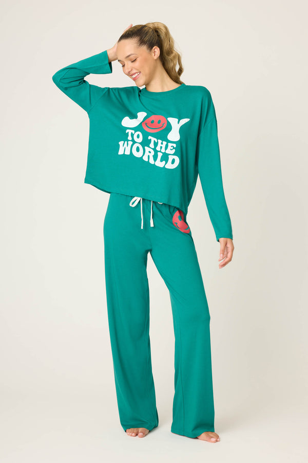 pj salvage Joy to the World Long Sleeve Lounge Set