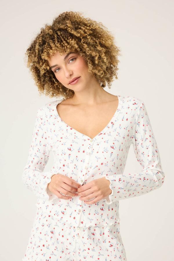 Pj Salvage La Rose Ditsy Floral Print Cardigan