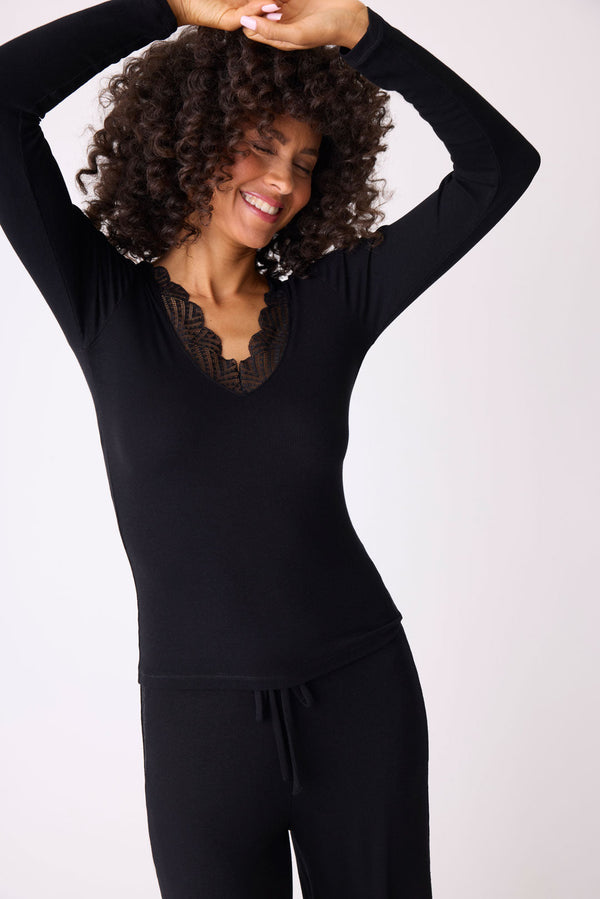 Pj Salvage Lacey Basics Long Sleeve Top