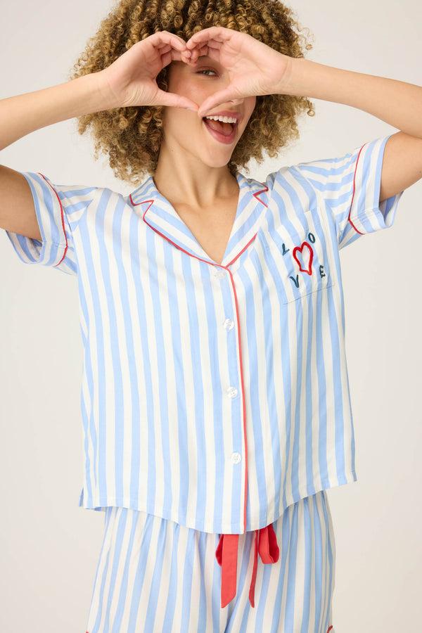 Pj Salvage Lady Luck Striped PJ Short Set