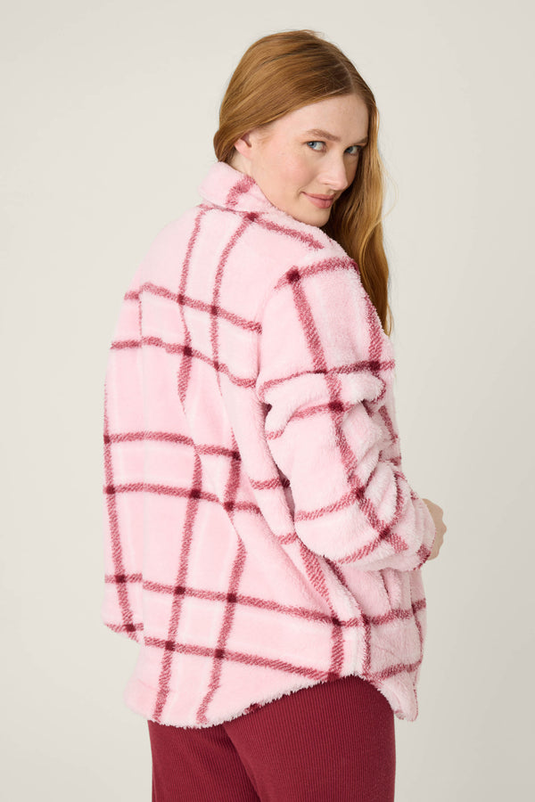 Pj Salvage Let's Get Cozy Plaid Cozy Plush Jacket
