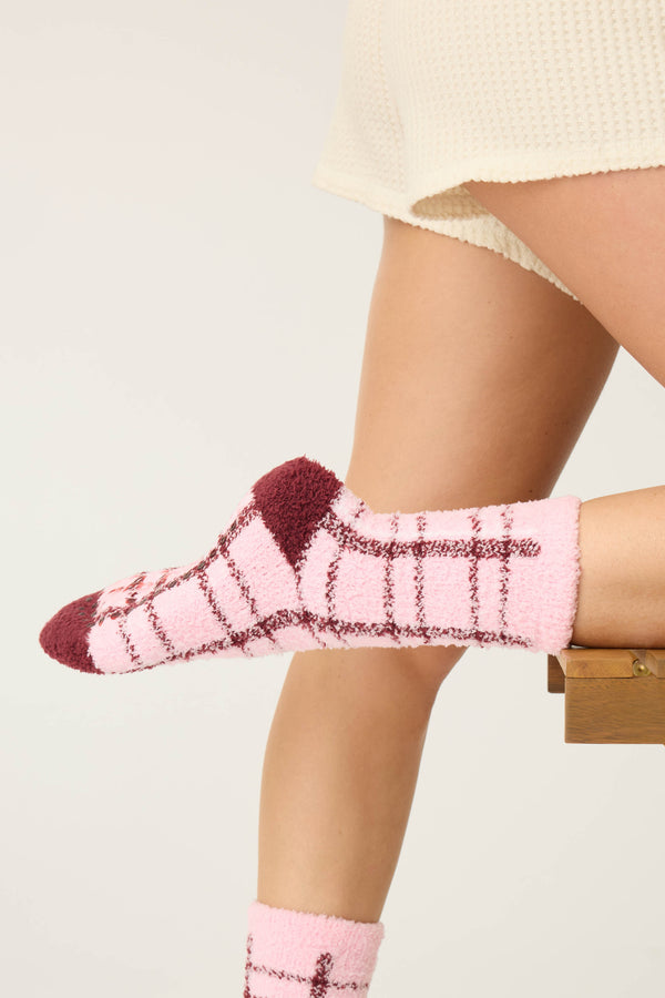 Pj Salvage Let's Get Cozy Plaid Crew Socks