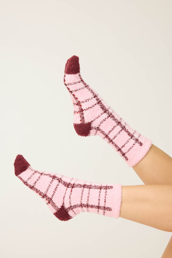 pj salvage Let's Get Cozy Plaid Crew Socks