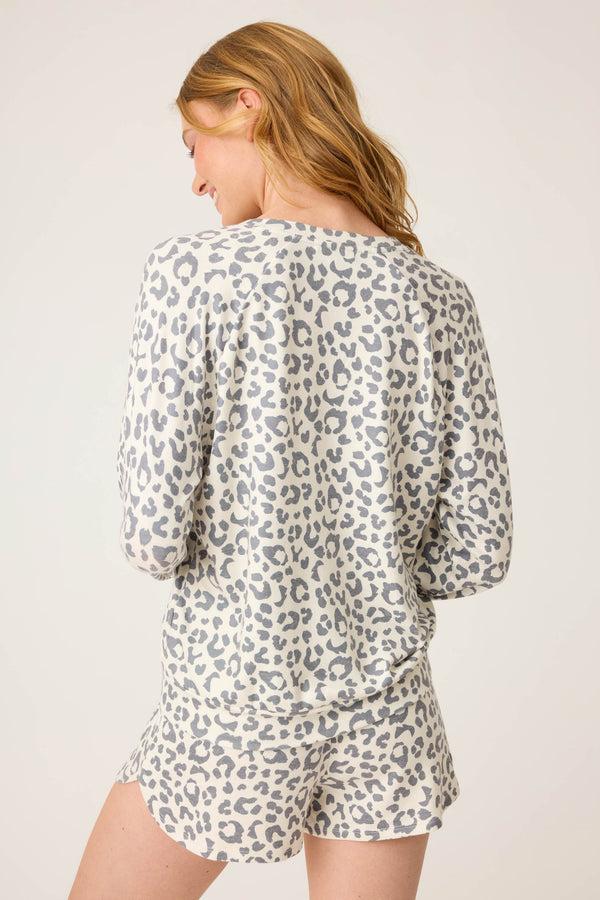 Pj Salvage Life In Leopard V-Neck Long Sleeve Top