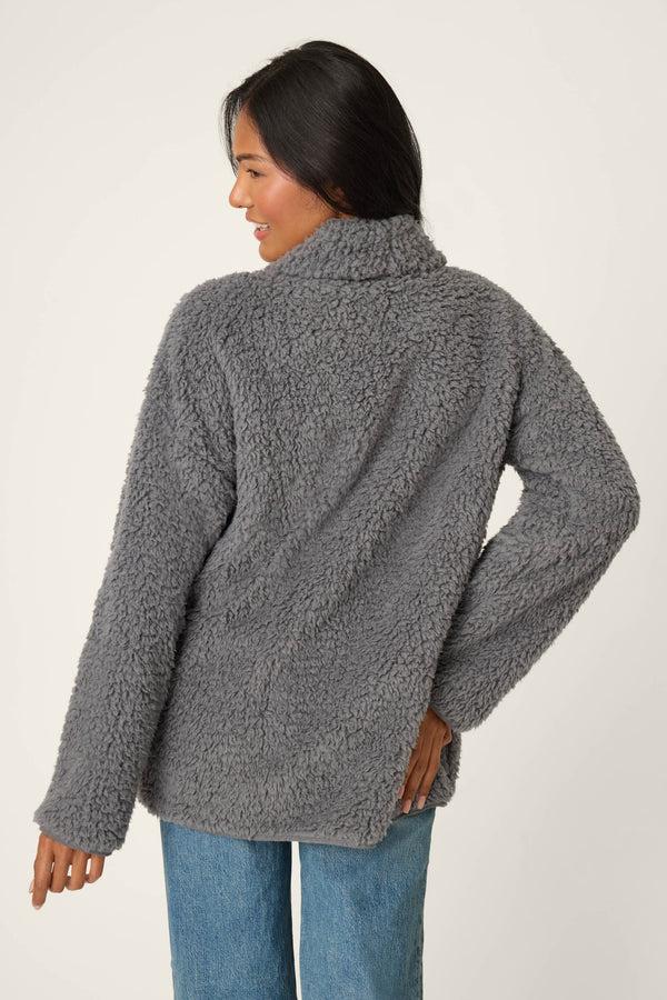 Pj Salvage Luxe Charcoal Faux Shearling Cardigan